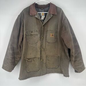 VTG 90s Carhartt Jade Green Barn Chore Work‎ Coat Jacket Size Xl Men’s